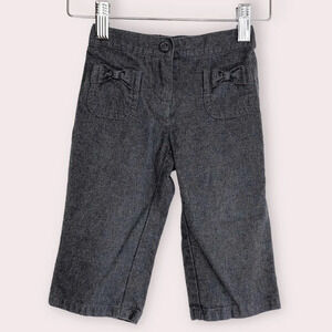 Janie and Jack pants bow pocket twill charcoal gray size 6-12 months‎